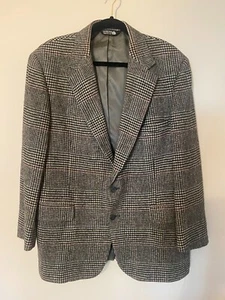 John Alexander Wool Sport Coat Black Tweed 100% Wool Medium - Picture 1 of 7