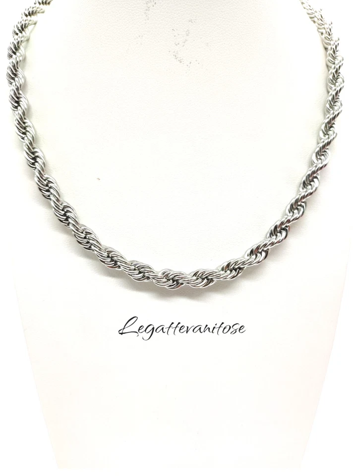 COLLANA FUNETTA CM 40 ACCIAIO . COLLANA DONNA  COLLANA UOMO STEEL . COLLIER - Immagine 1 di 4