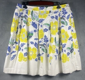 RSVP by TALBOTS Floral Yellow/Blue Pleated Lined Skirt Cotton Blend Sz 18W - Picture 1 of 9