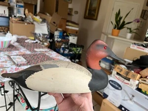 alte bemalte Holz Halb Ente Lockvogel Leinwand Rückseite wie in NJ Canvasback gefunden - Bild 1 von 18