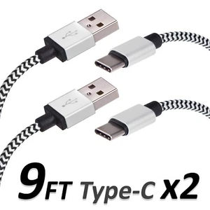 9 FT Type C USB Charger Data Cable For Android Device Type-C High Quality 2 Sets - Picture 1 of 3