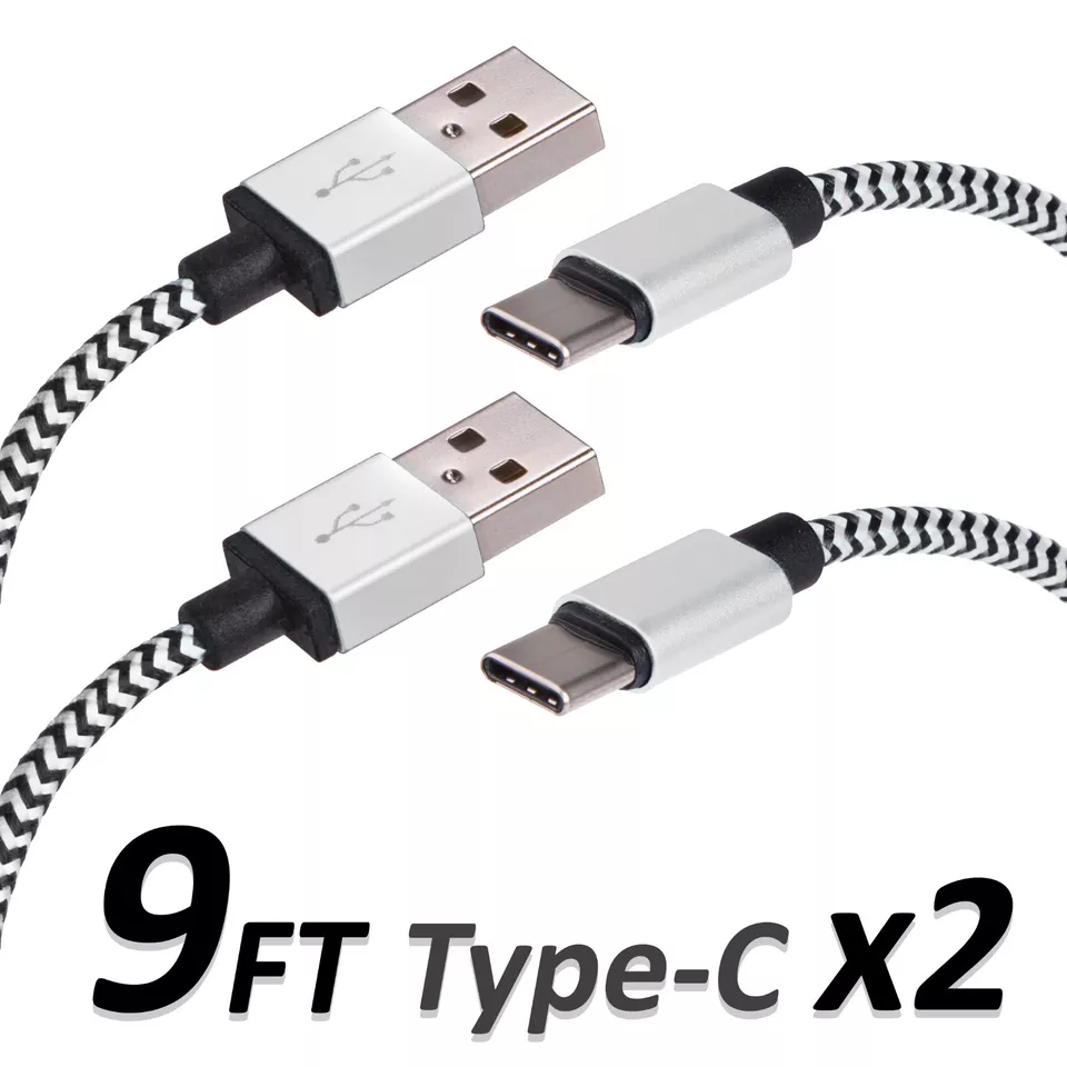 9 FT Type C USB Charger Data Cable For Android Device Type-C High Quality 2 Sets - Image 1 of 3
