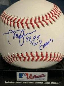 JUAN GUZMAN TORONTO BLUE JAYS 92,93 WS CHAMPS SIGNED OML BASEBALL - Picture 1 of 1