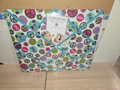 Peace Sign Graphic Fabric The French Memo Memory Picture Board New 19"×16" - Image 1 of 4