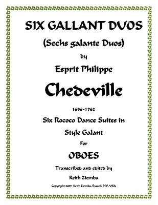 Oboe Duets 6 Gallant Duos by Chedeville  Rococo 28 pp 6 Dance Suites  NEW - Image 1 of 4