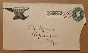 ANVIL 1896 Biddle Hardware Ad Corner COVER Philadelphia PA to Ripanpo NJ - Picture 1 of 5