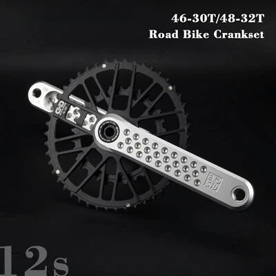 Juego de bielas para bicicleta de carretera 165 170 175 mm 46-30T 48-32T plato BB 8-12 velocidades piñón Foto 1 de 4