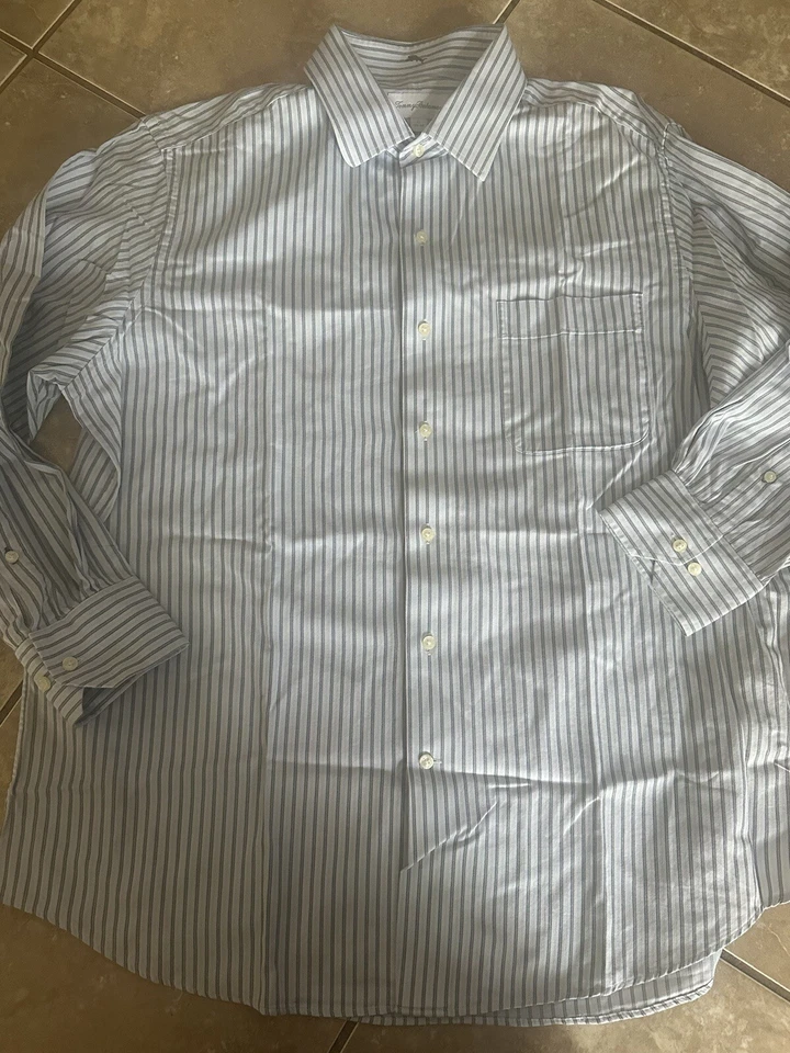 Camisa de vestir Tommy Bahama de algodón a rayas manga larga con botones para hombre 17 (32-33) Foto 1 de 4