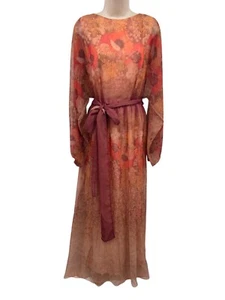 Vintage Posh by Jay Anderson Fairy Maxikleid Damen 14 orange Chiffon Seide - Bild 1 von 16