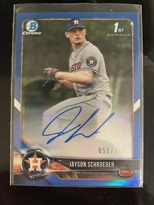 2018 Bowman Chrome 1st Jayson Schroeder Auto Blue Refractor #d /150 RC Astros - Picture 1 of 1