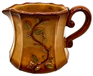 Russ Harvest Home Stoneware Creamer Brown Leaves and Vine NOS - Picture 1 of 7