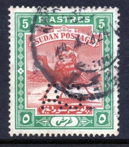 SUDAN 1913-22 Camel Postage 5p.Brown & Green Perforated A S SG A24 VFU - Picture 1 of 2