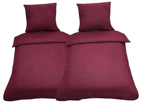 4 tlg Uni Bettwäsche 135 x 200 cm bordeaux Einfarbig Renforce Baumwolle NEU - Bild 1 von 10