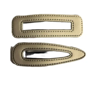 Set Of 2 Faux Leather White Hair Clips  - Picture 1 of 2