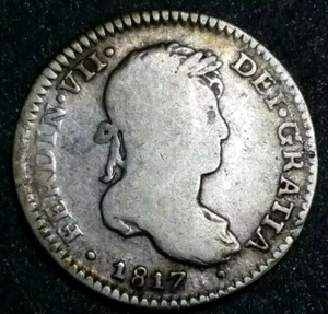 1817 Peru Real Colonial Plata Del Rey Pillar Cob World Lima Silver Currency Coin - Bild 1 von 6