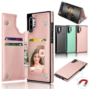 Funda tipo billetera de cuero abatible con soporte magnético para Samsung Galaxy Note 10 Plus - Imagen 1 de 37