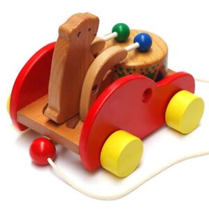 Wooden Drumming car for children's toys free shipping