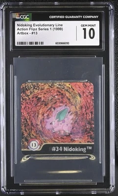 1999 Pokémon Action Flipz Series One Nidoran/Nidorino/Nidoking #13 CGC 10 *POP 4 - Image 1 of 2