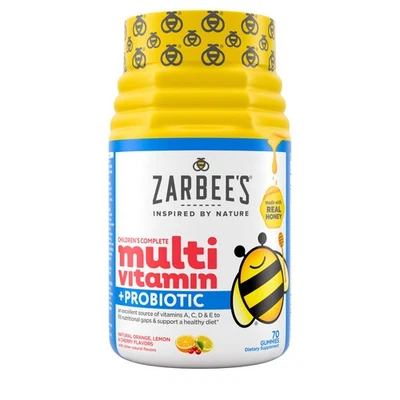 Multivitamínico infantil Zarbee + gomas probióticas frutas naturais contagem 70 - Imagem 1 de 4