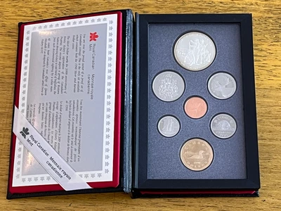 1990 Royal Canadian Mint Double Dollar Proof Set Silver Aureate Dollars COA Case - Image 1 of 4