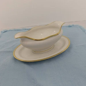 Antique Haviland Limoges Gravy Boat and attached underplate - Donhoff pattern - Picture 1 of 10