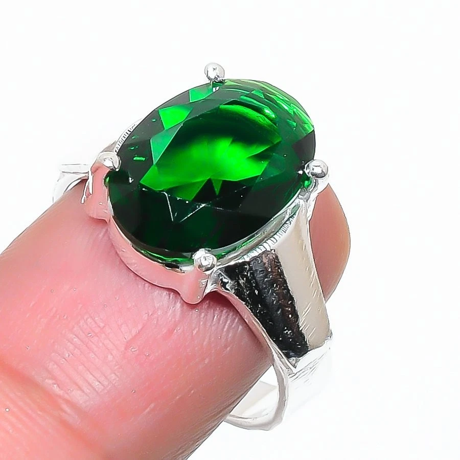 Chrome Diopside Gemstone 925 Sterling Silver Jewelry All Size Ring For Gift - Image 1 of 1