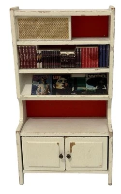 Mueble de estante de entretenimiento blanco vintage Lundby para casa de muñecas 1973 artículo 5382 Foto 1 de 4