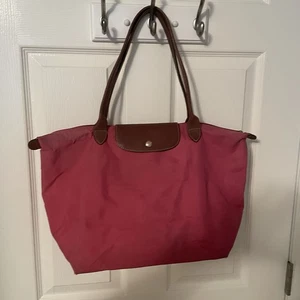 Longchamp Le Pliage Modele Depose Schultertasche rosa Nylon Leder groß - Bild 1 von 18
