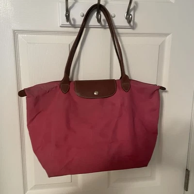 Longchamp Le Pliage Modele Depose Pink Nylon Leather Large Shoulder Tote Bag - Image 1 of 4