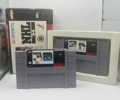 NHL 94 & 95 Nintendo SNES Games LOT Bundle w/ BOX EA Sports Working - Image 1 of 4