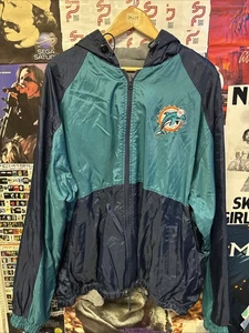 ๐ฅ๐ฅ VINTAGE 90s NFL BRAND MIAMI DOLPHINS REVERSIBLE HOOD COAT JACKET SIZE XL - Picture 1 of 8
