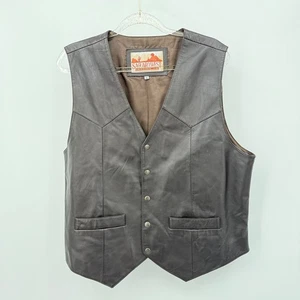 Saguaro West Trading Co. Leather Vest Mens XL Western Cowboy Biker Brown - Picture 1 of 10