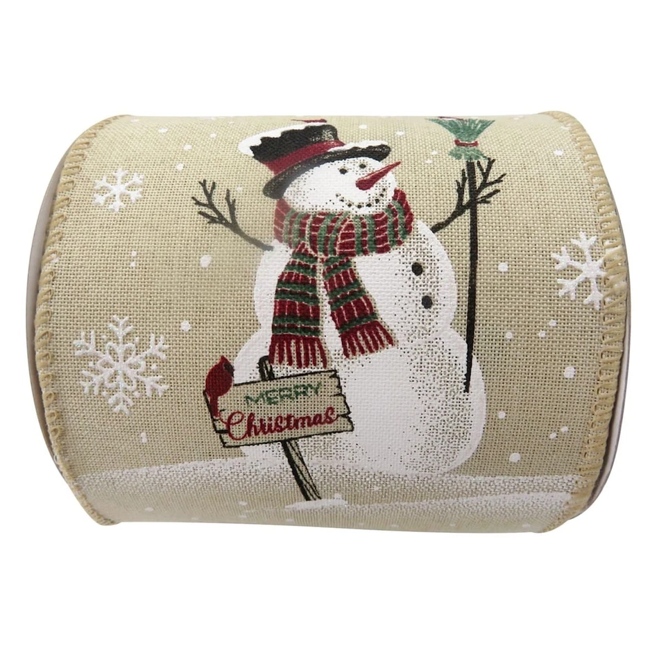 Homespun Holiday 4" Snowman Ribbon, 5yd - Image 1 of 1