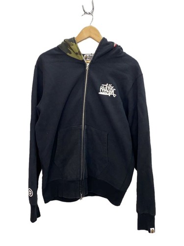 A BATHING APE (BAPE) Felpa con cappuccio e zip BAPE A Bathing Ape nera cotone L #ED AZA