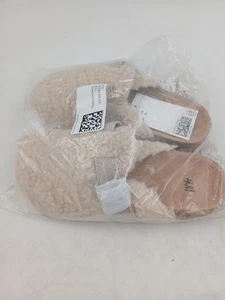 H&M Schuhe Kinder Größe 2,5 beige Sherpa Fleece Clog Hausschuhe Schnalle kuschelig warm - Bild 1 von 8