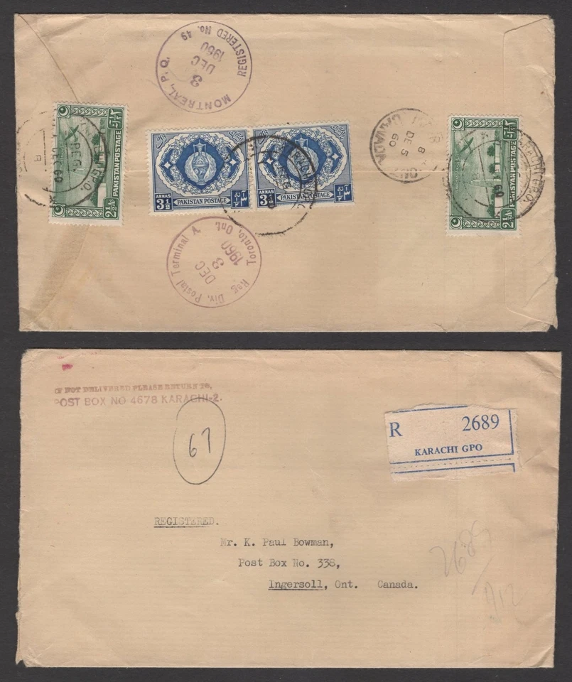 1960 Pakistan Registered Cover to Canada - Image 1 of 1