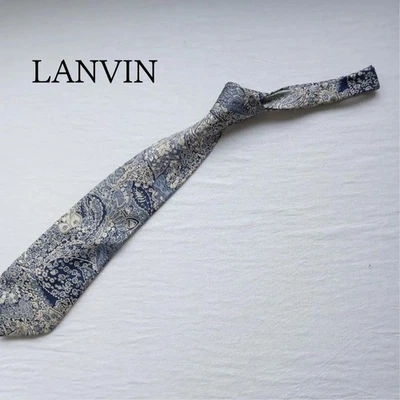 Lanvin Silk Paisley floral Tie Navy/Ivory Classic Used - Image 1 of 4