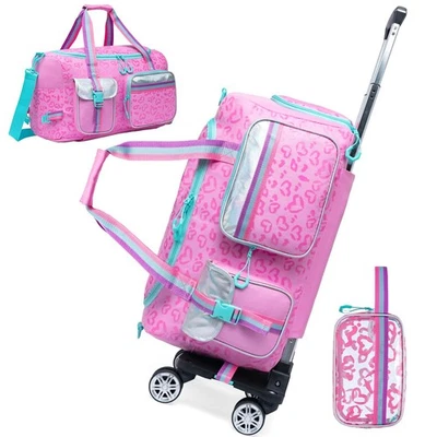 Girls Duffel Bag With Wheels - Travel Overnight Bag for Kids With Toiletry Ba... - Image 1 of 4