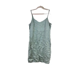 EILEEN FISHER womens size M silver metallic linen sleeveless v neck dress - Picture 1 of 4