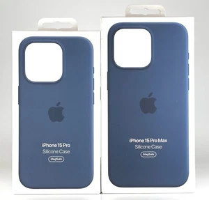OEM Genuine Apple Silicone MagSafe Case For iPhone 15 Series - Storm Blue - Picture 1 of 4