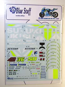 Blue Stuff Decal Sheet 1:12 Scale Suzuki GSX-RR Moto GP '19 / '20 for Tamiya Kit - Foto 1 di 9