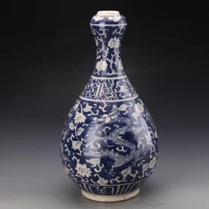 Nice Chinese Hand Painting Blue&white Porcelain Dragon Phoenix Vase - Picture 1 of 9