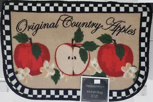 Printed Nylon Kitchen Rug (nonskid)(16"x24") ORIGINAL COUNTRY APPLES,D Shape,Sig - Picture 1 of 13