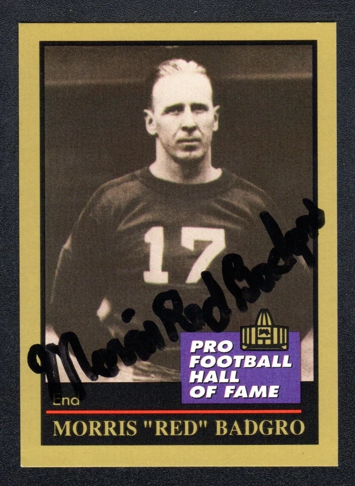 Morris Red Badgro Autographed Signed 1991 Enor Hall of Fame Football Card #5 A01 - Image 1 of 2