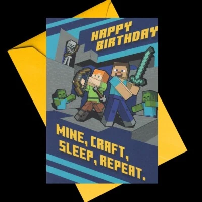 EXPRESSIONS FROM HALLMARK Minecraft Happy Birthday Card w/ Envelope Hallmark Expressions
