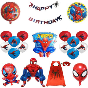 Spiderman Birthday Party Decorations.Banner,12 to 18 inch balloons,  cape 