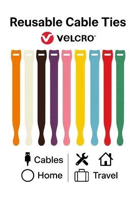 VELCRO® Cable Ties Straps Double Sided Reusable  One Wrap Fastener Wire Tidy DIY - Image 1 of 4