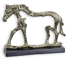 Casa Padrino Luxus Aluminium Deko Skulptur Pferd Silber / Grau H. 21,2 cm 