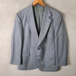 Vintage Stafford Jacket Men 46R Gray Blazer Worsted Wool Blend 2 Button USA Made - Picture 1 of 13