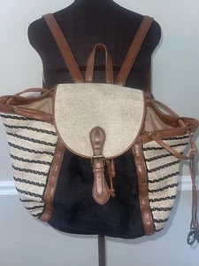 LUCKY BRAND The Kendal Striped Woven Blend Backpack Slingback Rucksack EUC - Picture 1 of 8